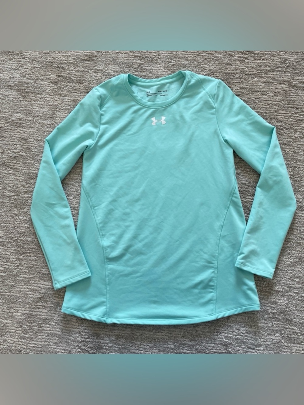 Under Armour Girls Cold Gear Long Sleeve Crew Neck Fitted Size Youth Large Mint